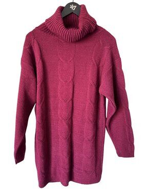Vintage College Point Sweater Medium Cable Knit Turtleneck Long Sleeve Pullover